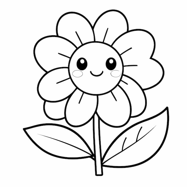 Ilustração vetorial bonita doodle de flores para crianças folha de trabalho de coloração