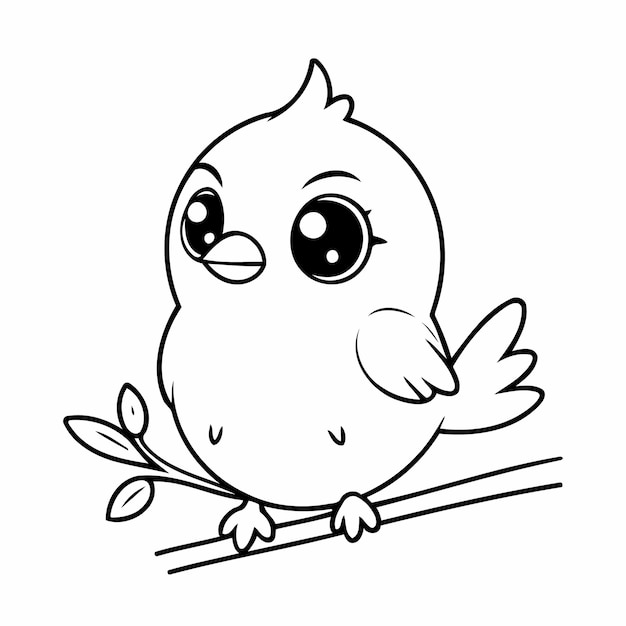 Vetor ilustração vetorial bonita doodle de pássaro para folha de trabalho infantil