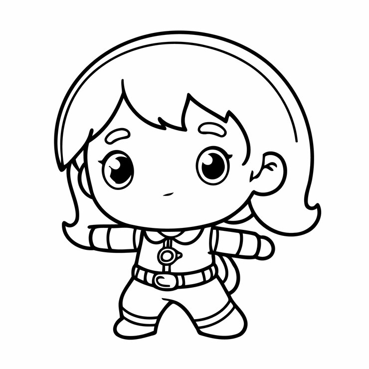 Vetor ilustração vetorial bonita kawaii desenhada à mão para crianças página de coloração