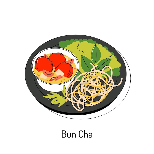 Ilustração vetorial brilhante de comida asiática menu vietnamita pratos asiáticos para menus e restaurantes