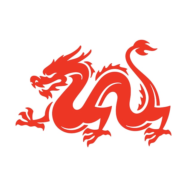 Ilustração vetorial chinesa de dragão silhueta de dragão