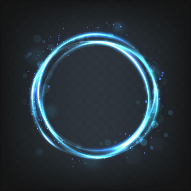 Ilustração vetorial círculo redondo do portal azul com brilhos e brilho no escuro