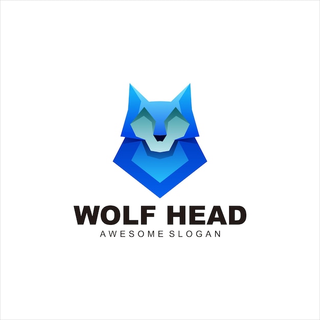 ilustração vetorial colorida de logotipo de cabeça de lobo