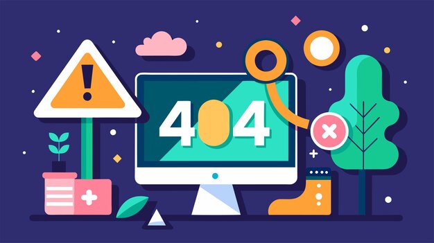 Vetor ilustração vetorial colorida de um erro 404 em uma tela de computador