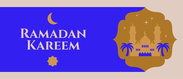 Vetor ilustração vetorial com bandeira de mesquita para o feriado de ramadan kareem