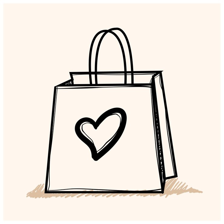 Vetor ilustração vetorial com ícone de saco de compras isolado no fundo branco. conceito em desenho de mão de doodle