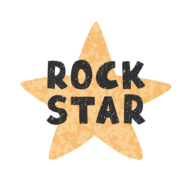 Vetor ilustração vetorial com letras desenhadas à mão. design de tipografia colorida estrela do rock