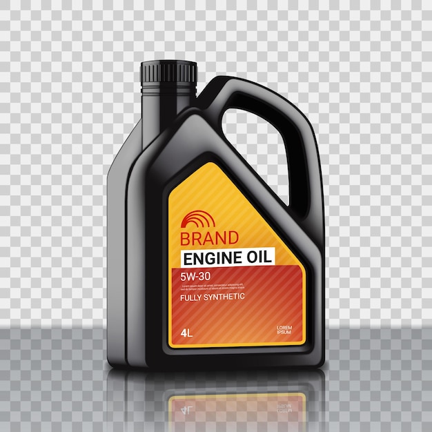 Ilustração vetorial com recipiente preto de óleo de motor isolado
