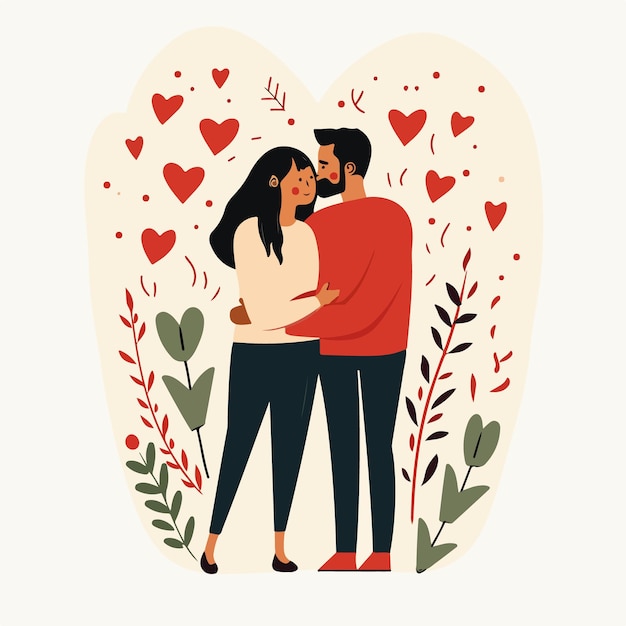 Ilustração vetorial com um casal de amor feliz dia de valentino