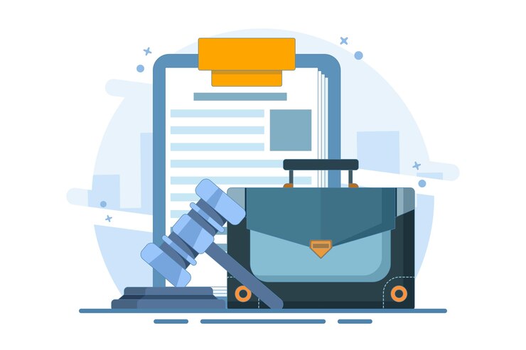 Vetor ilustração vetorial conceito de bolsa de documentos de advogado ou jurisprudência jurídica documento de política de contrato