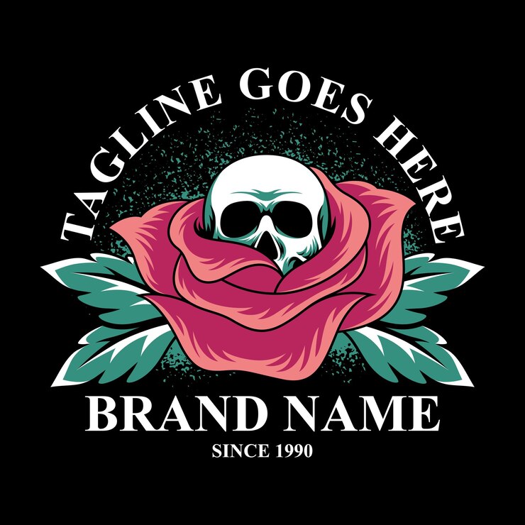 Vetor ilustração vetorial crânio com flor rosa para adesivos de tshirts e outros produtos similares