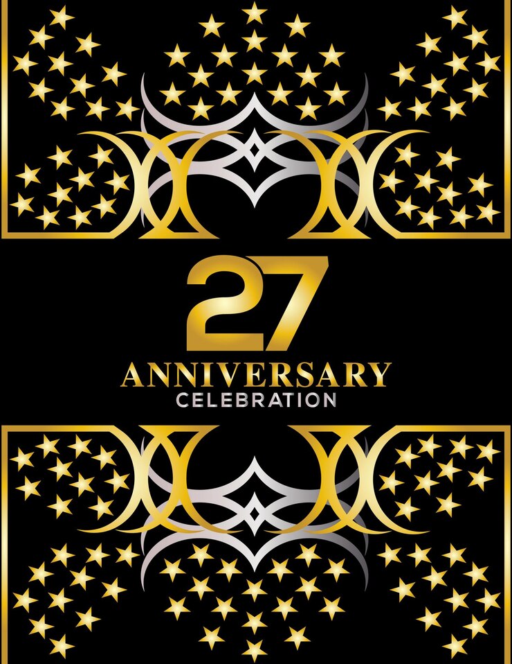 Vetor ilustração vetorial criativa da celebração do aniversário de 27 anos convite de fundo