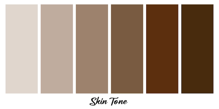 Vetor ilustração vetorial criativa da paleta de cores do tom da pele humana isolada em fundo branco