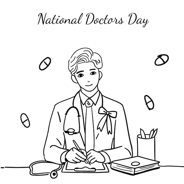 Ilustração vetorial criativa desenhada à mão 30 de março, dia nacional dos médicos