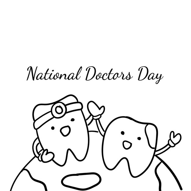 Ilustração vetorial criativa do dia nacional dos médicos desenhada à mão
