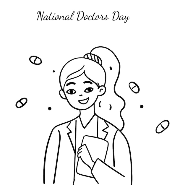 Ilustração vetorial criativa do Dia Nacional dos Médicos desenhada à mão