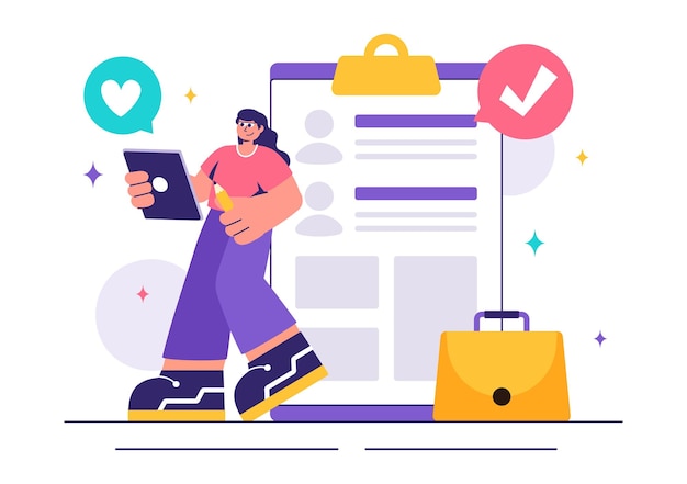 Ilustração vetorial da agência de recrutamento com gerentes selecionando candidatos empregados para várias posições de emprego ou outras organizações