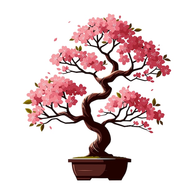 Vetor ilustração vetorial da árvore sakura bonsai cultura tradicional estética japonesa e chinesa