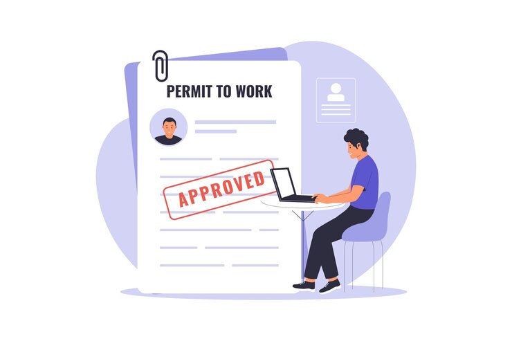Vetor ilustração vetorial da autorização de trabalho