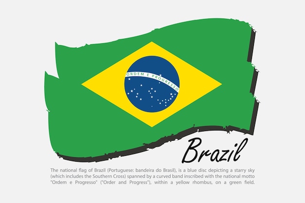 Ilustração vetorial da bandeira do Brasil com traços de pincel para comemorar o Dia da Independência do Brasil