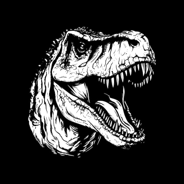 Vetor ilustração vetorial da cabeça de dinossauro trex para design de camiseta