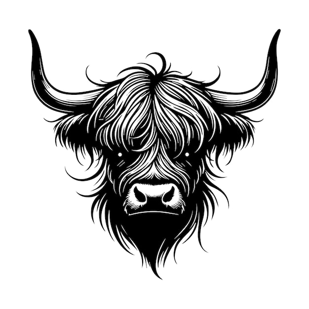 Ilustração vetorial da cabeça de vaca das terras altas