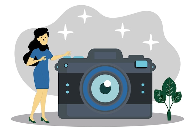 Ilustração vetorial da câmara Desenho elegante e bonito