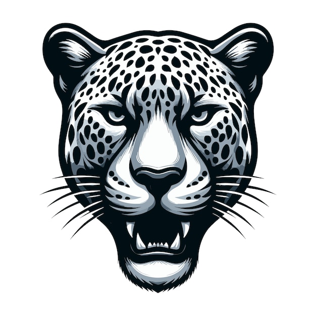 Vetor ilustração vetorial da cara da cabeça do leopardo jaguar selvagem ilustração zoológica predador animal