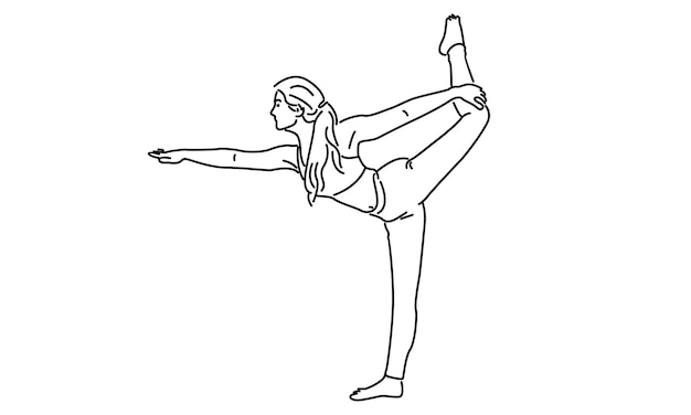 Vetor ilustração vetorial da linha de arte da mulher yoga pose