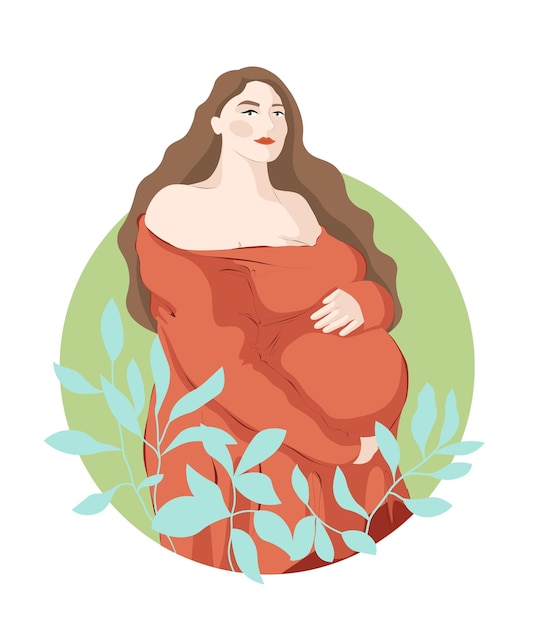 Vetor ilustração vetorial da mulher grávida plus size