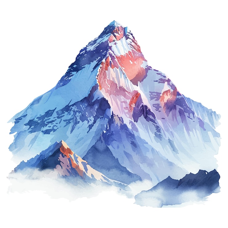 Vetor ilustração vetorial da paisagem do monte everest em estilo aquarela