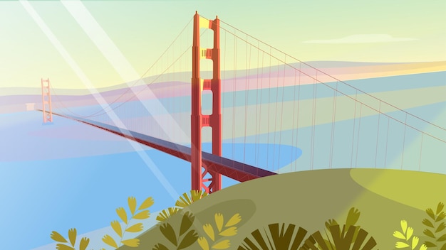 Vetor ilustração vetorial da ponte golden gate