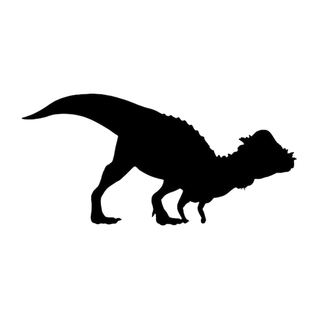 Ilustração vetorial da silhueta da criatura pré-histórica paquicefalossauro isolada no branco