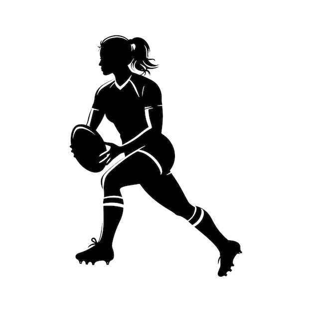Ilustração vetorial da silhueta da jogadora de rugby feminina