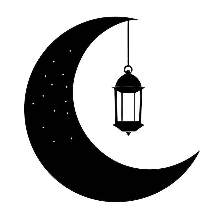 Vetor ilustração vetorial da silhueta da lua e da lanterna