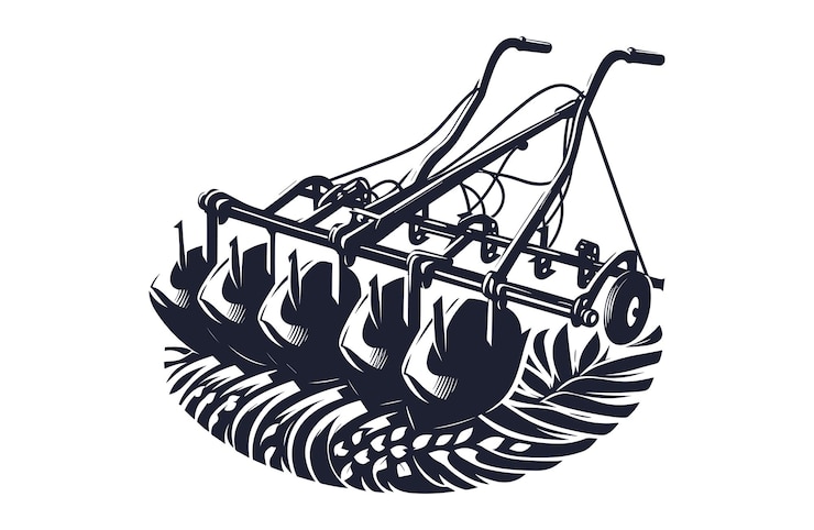 Vetor ilustração vetorial da silhueta de ferramentas agrícolas do cultivador
