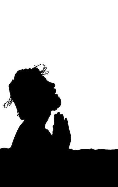 Ilustração vetorial da silhueta de Jesus Cristo em uma coroa de espinhos