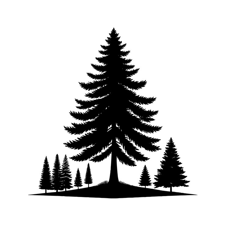 Vetor ilustração vetorial da silhueta de um pinheiro