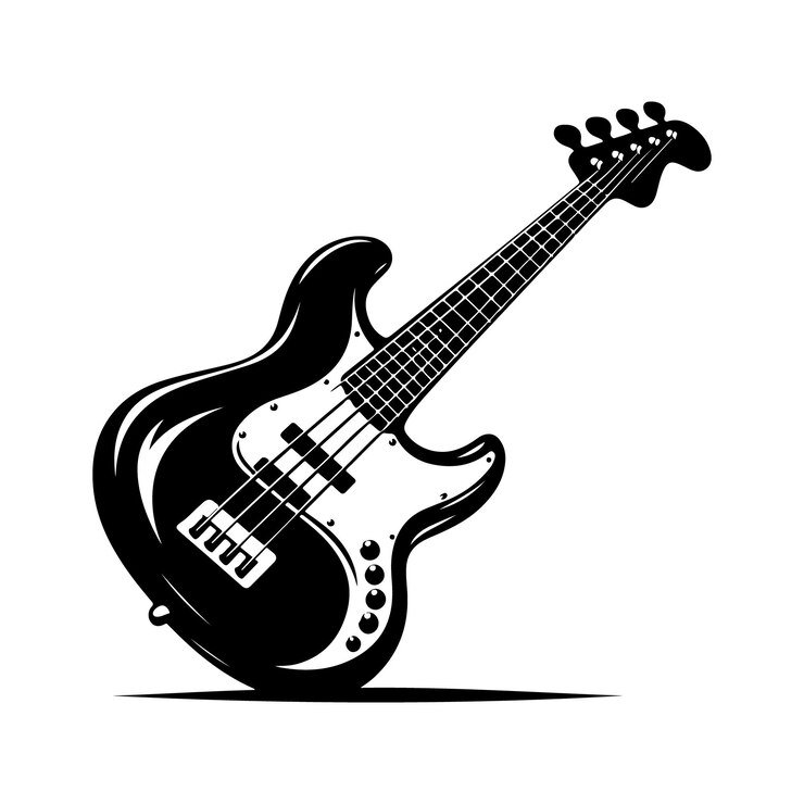 Vetor ilustração vetorial da silhueta do baixo da guitarra