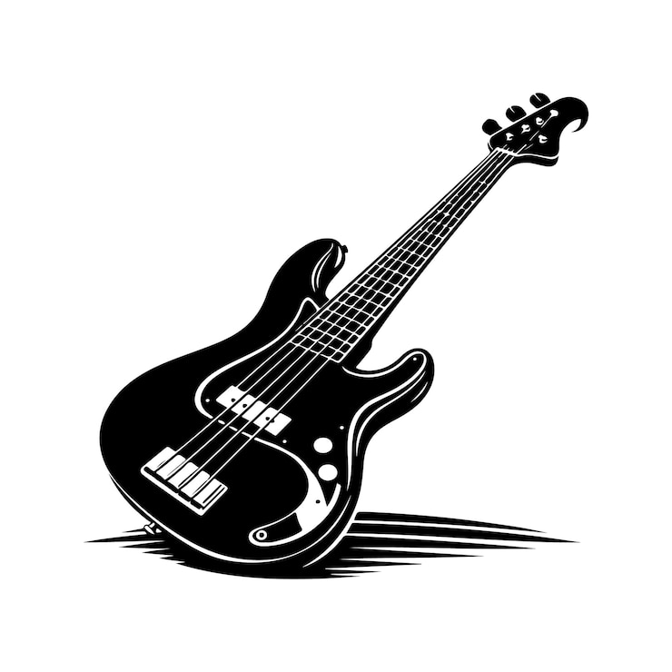 Vetor ilustração vetorial da silhueta do baixo da guitarra