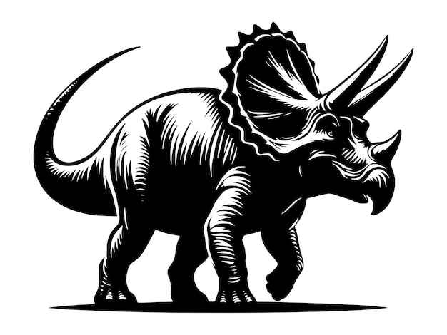 Ilustração vetorial da silhueta do dinossauro Triceratops