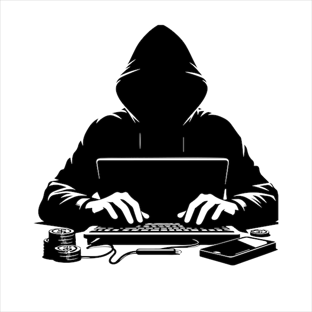 Vetor ilustração vetorial da silhueta do hacker