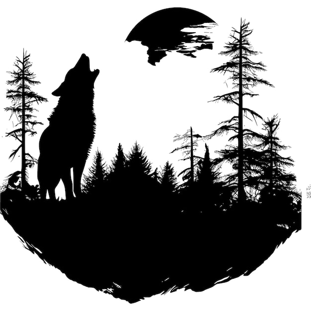 Ilustração vetorial da silhueta do lobo