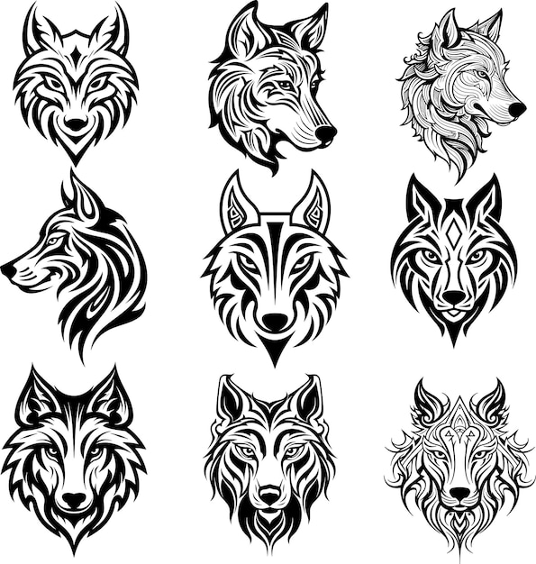 Ilustração vetorial da silhueta do logotipo do lobo