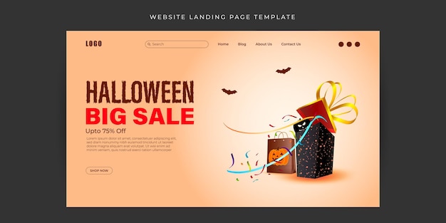 Ilustração vetorial da venda feliz de halloween banner da página de destino do site template