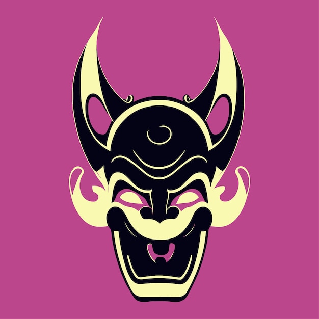Ilustração vetorial da Web da máscara de demônio japonesa ONI e máscara de demônio japonesa tradicional de dragão