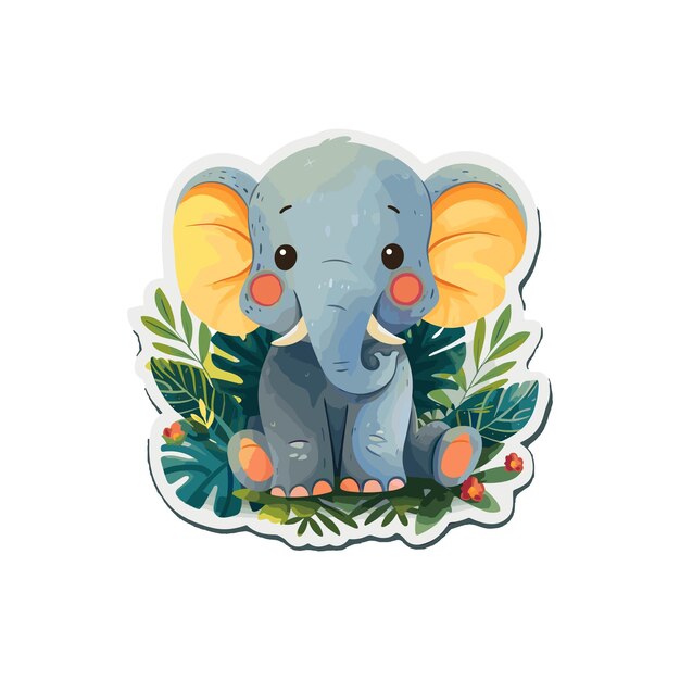 Vetor ilustração vetorial de adesivo de elefante bebê fofo