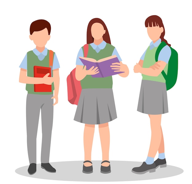 ilustração vetorial de alunos em diferentes posturas