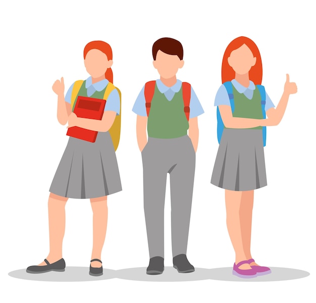 ilustração vetorial de alunos em diferentes posturas