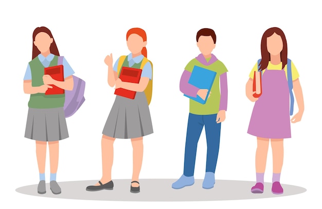 ilustração vetorial de alunos em diferentes posturas